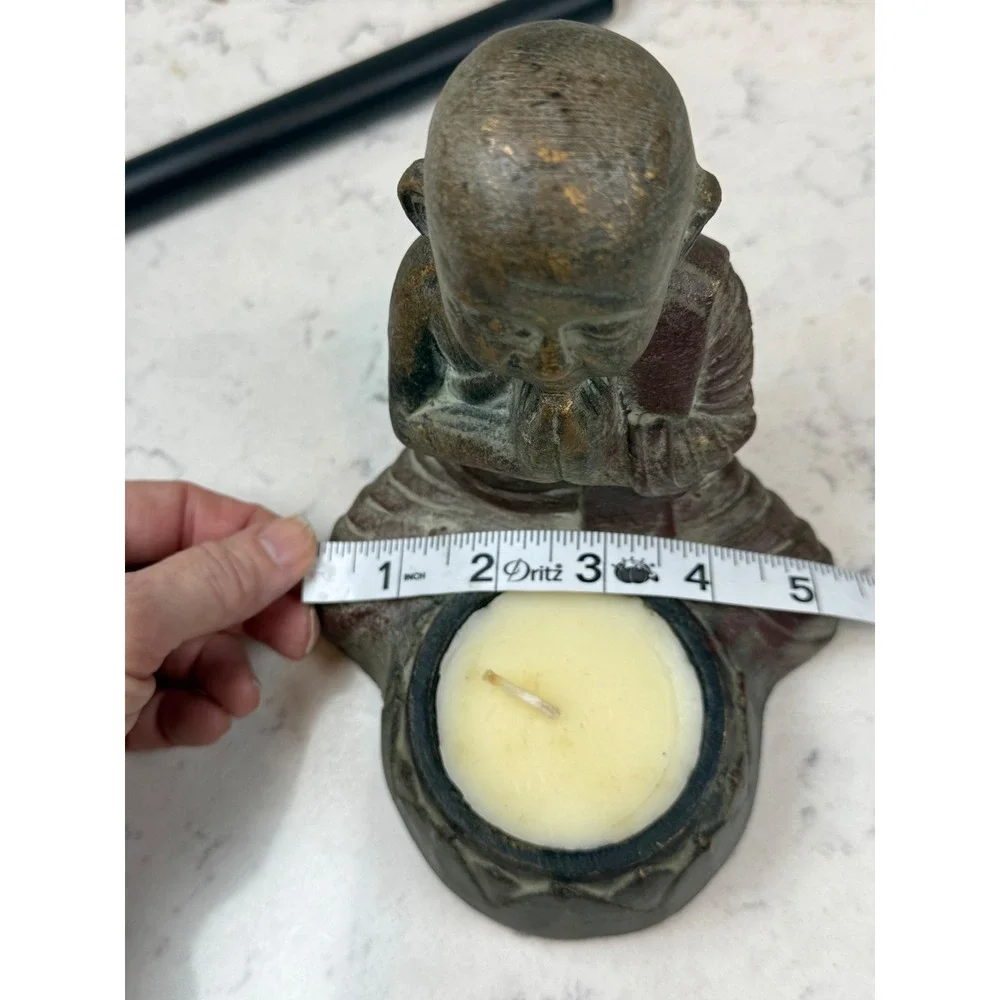 Praying Monk Buddha‎ Citronella Candle Holder Fresh Lime Scented Outdoor Decor